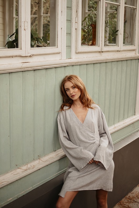 sukienki mini damskie drape dress light grey