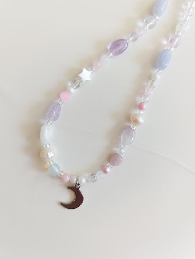 chokery Opalizujący naszyjnik choker kamienie naturalne księżyc
