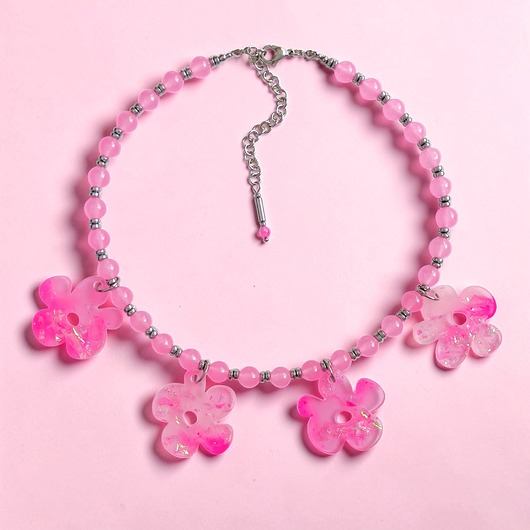 kolie UNIKATOWY naszyjnik : żywica, kamienie naturalne : BARBIE collection