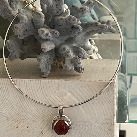 wisiory Zawieszka Srebrna z  Karneolem - Wisiorek Kamień Naturalny VINTAGE