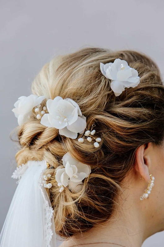 Ślubne ozdoby do włosów Kwiaty z jedwabiu Aleksandra