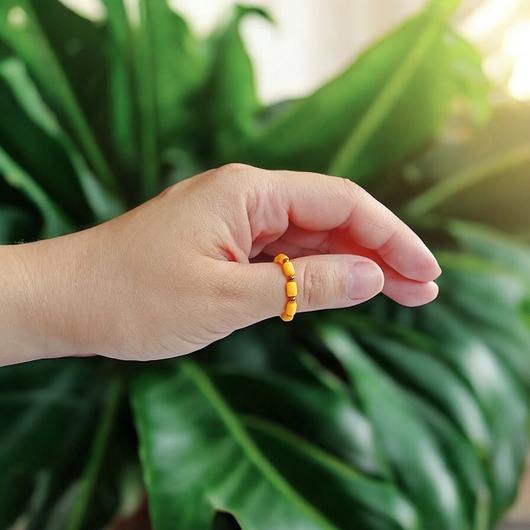 pierścionki elastyczne Żółty pierścionek : summer - masa perłowa, hematyt