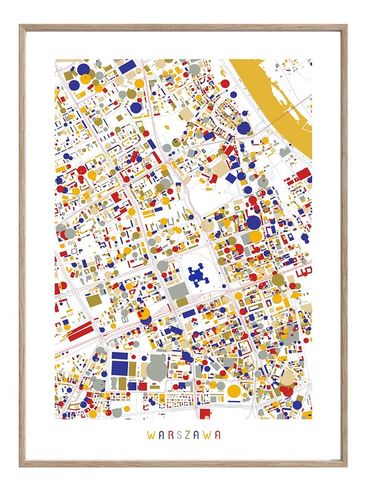 plakaty WARSZAWA centrum  plakat mapa