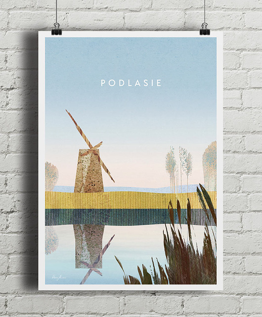plakaty Plakat Podlasie - rozlewiska z wiatrakiem