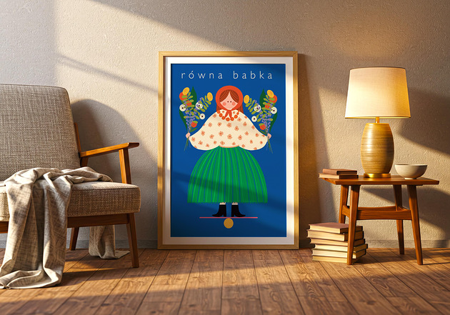 plakaty Plakat Równa babka / niebieskie tło