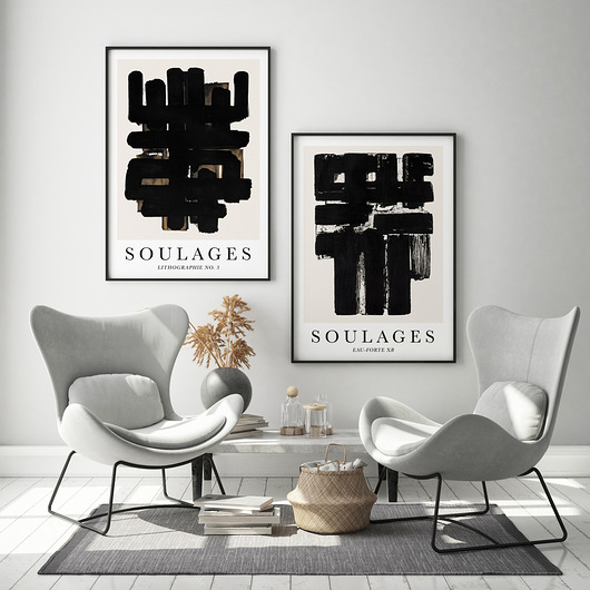 plakaty Zestaw plakatów -  Soulages balck and white