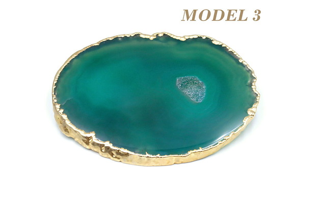 dodatki - różne Podstawki z Agatu Zielone złocone Model5