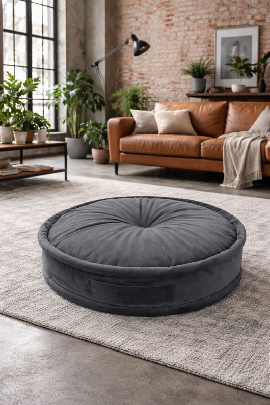 pufa dla dziecka Pufa Poducha pikowana Siedzisko Velvet szary