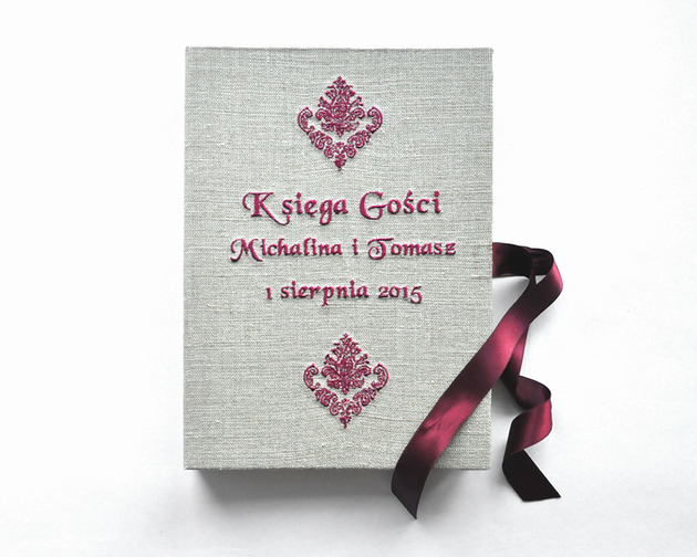 księgi gości i albumy ślubne Księga gości A4 lniana bordowa