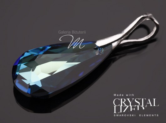 Swarowski Bermuda blue - przywieszka w srebrze mellody