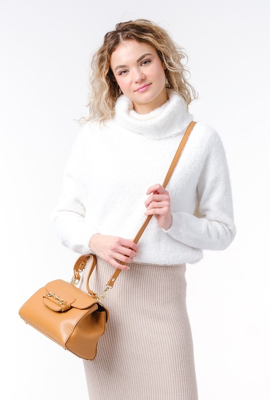 torby na ramię Torebka skórzana na ramię - ruda (7179)