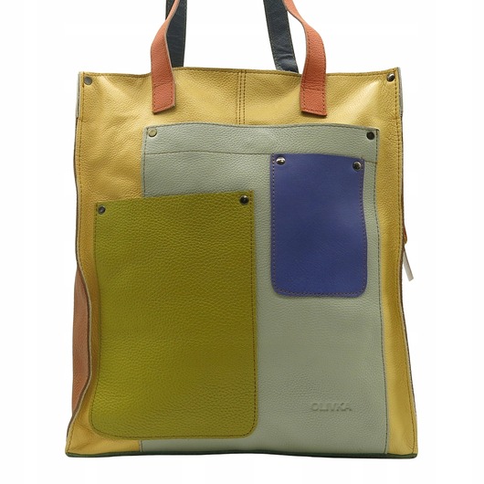 torby na ramię Torebka damska na ramię, shopper, duża, pojemna, mieści A4 skórzana OLIVKA