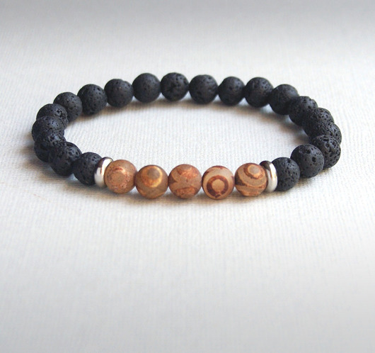 męska bransoletka :: TALIZMAN :: tibetan agate V kaktusia