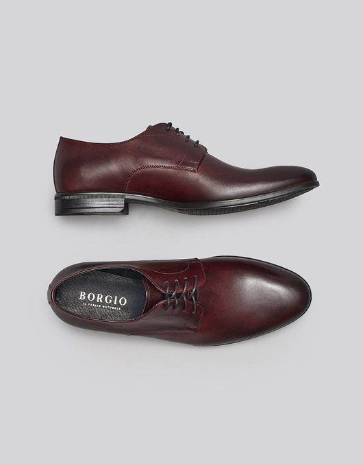 buty męskie Burgundowe buty derby skórzane p004