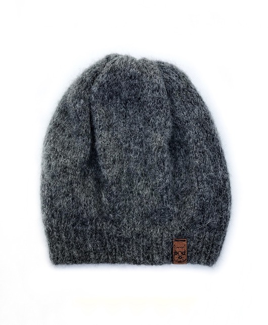 Czapka beretowa z alpaki Foggy Grey Holy Alpaca Knit