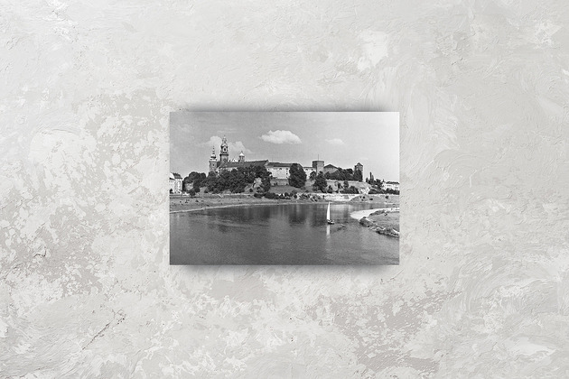 fotografia Plakat Vintage Prostokąt - Widok na Wawel z Wisły