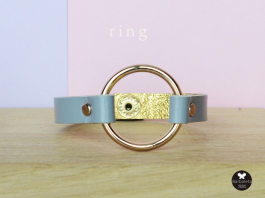 RING light grey bransoletka skórzana barboleta