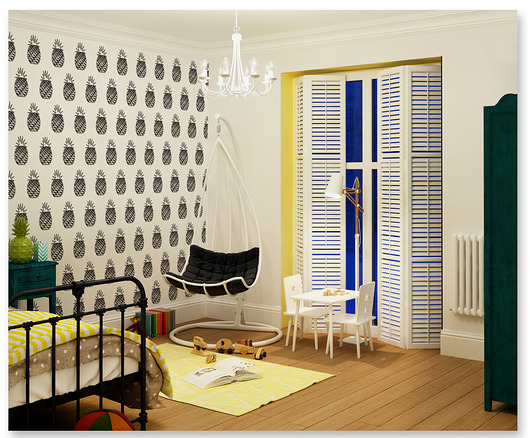 Tapeta dziecięca Pineapples Black Humpty Dumpty Room Decoration
