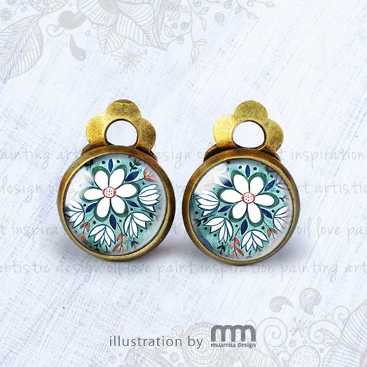 ZIELONY FOLK klipsy muamua design