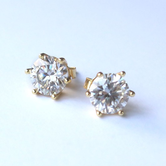 kolczyki pozłacane Kolczyki pozłacane Moissanit 2ct brylantowy szlif