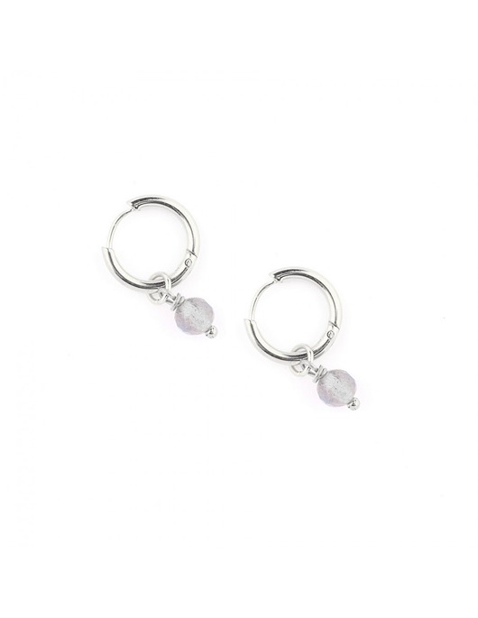 kolczyki - inne Labradoryt - kolczyki koła - srebrna stal szlachetna