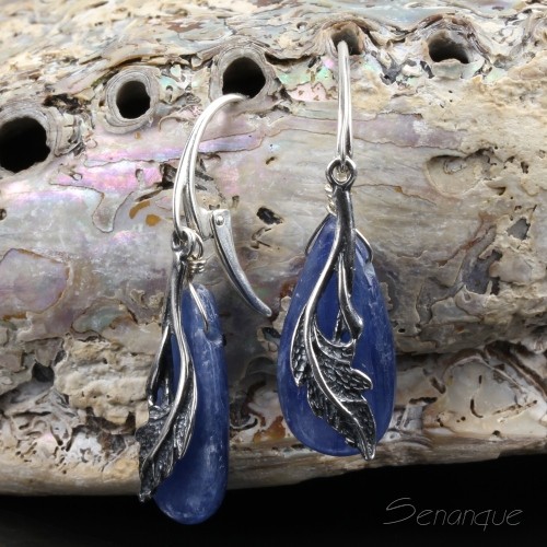 Kyanite Leaf - srebrne kolczyki z kyanitem Senanque