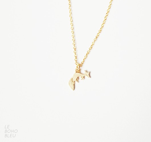 Gold Plated Tiny Fox Necklace Le Boho Bleu