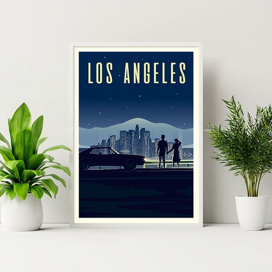 Plakat podróżniczy Los Angeles trochę na ścianę