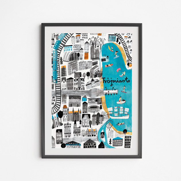 plakaty Plakat Trójmiasto Mapa