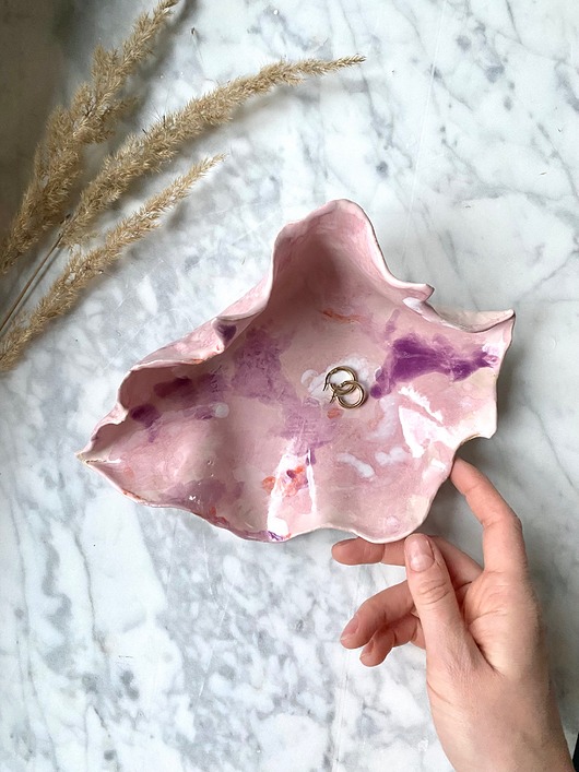 pojemniki na biżuterię Ceramiczna Muszelka na Biżuterię Muszla Zaczarowany Pędzel