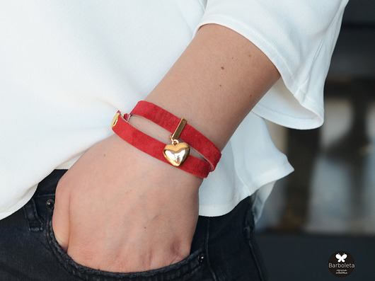 bransoletki skórzane red heart barboleta 17