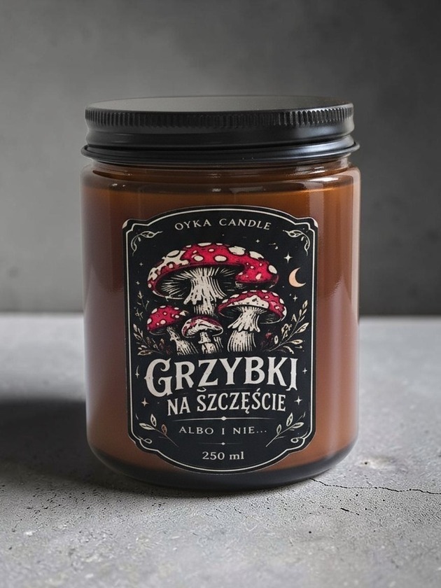 świeczniki i świece Świeca w słoiku zapachowa 250 ml Grzybki na szczęście