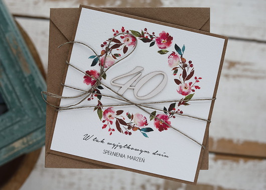 kartki scrapbooking Wyjątkowa kartka na czterdziestkę, prezent na 40 prezent