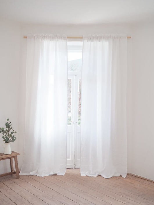 Zasłona z GRZYWKĄ  PURE WHITE so linen!