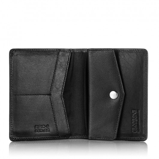 Skórzany portfel z rfid brodrene sw-s3 czarny Brodrene