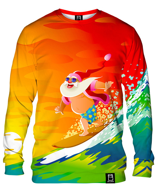 bluzy męskie Bluza Bez Kaptura Męska DR.CROW Santa Claus Surfing