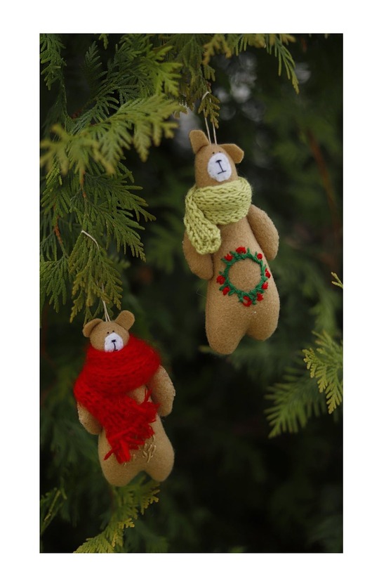 dekoracje świąteczne Misie zawieszki na choinkę komplet