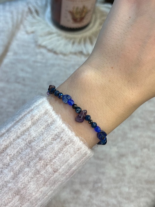 bransoletki z kamieni naturalnych Bransoletka ametyst, lapis lazuli, agat