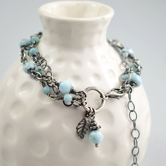 bransoletki z kamieni naturalnych Larimar w srebrze - bransoletka