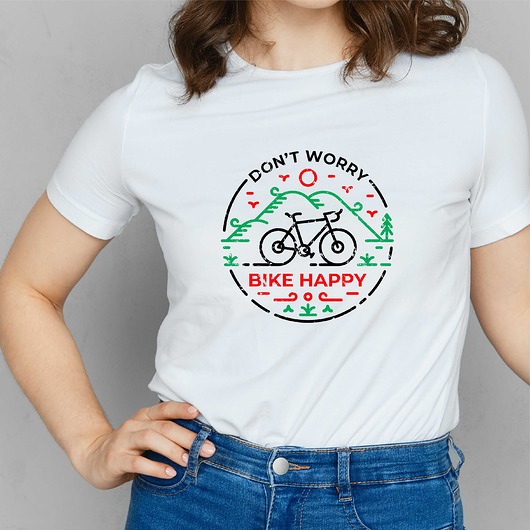 t-shirt damskie Koszulka  z nadrukiem Don't worry bike happy