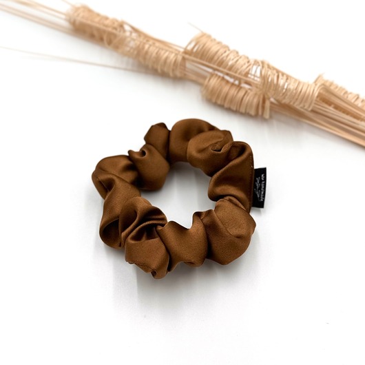 gumki do włosów Scrunchie/frotka Satyna Karmel Slim