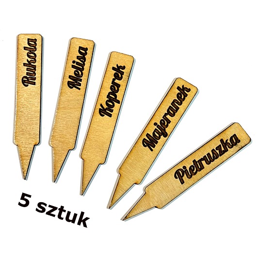 dodatki - różne Tabliczki znaczniki do roślin kwiatów ziół  - 5 SZTUK - dowolny grawer!
