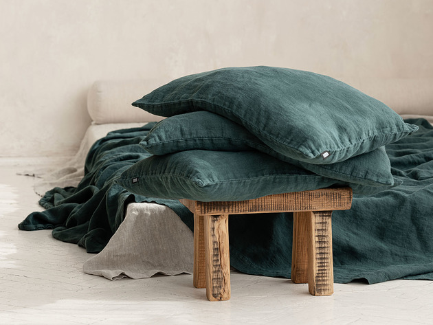 Lniana poduszka simple - ocean green LUMIO