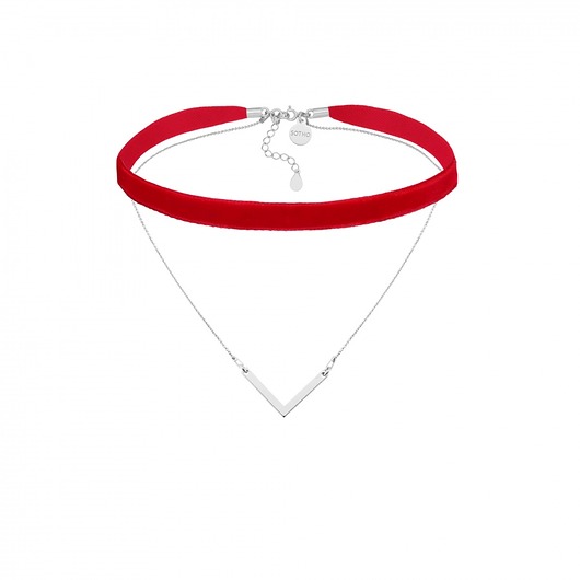 Czerwony aksamitny choker z łańcuszkiem SOTHO