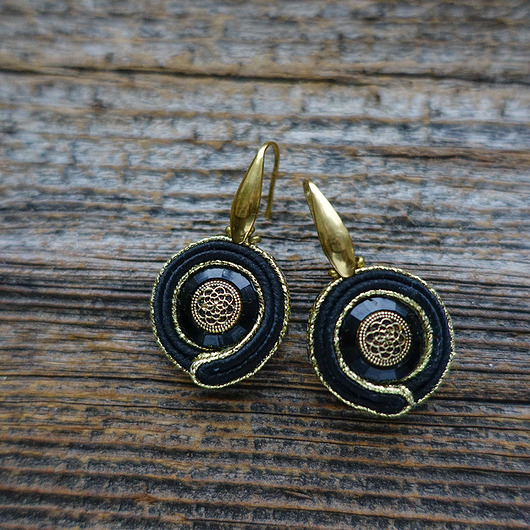 kolczyki soutache Czarne kolczyki soutache