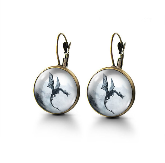 kolczyki szklane Kolczyki - Czarny smok - brąz