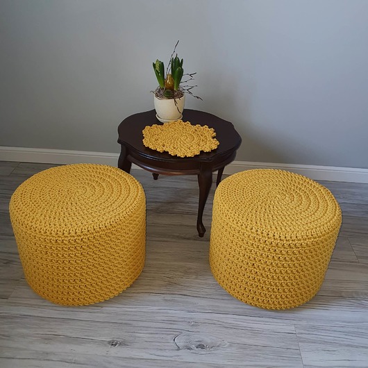 pufy do siedzenia Pufa ze sznurka szydełkowa 40cmx30cm