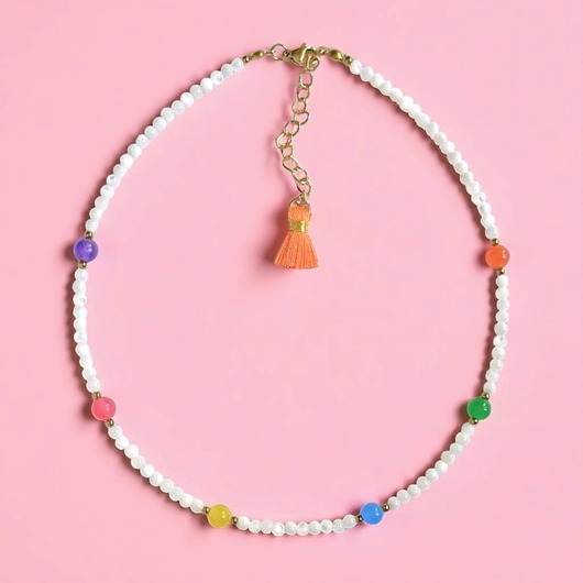 chokery Choker : muszla biała i kolorowy jadeit  : summer collection