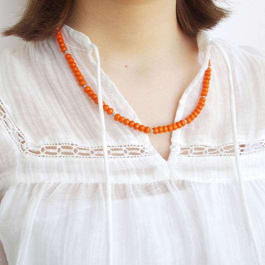 korale Orange lekki naszyjnik lniany