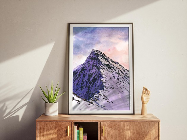 obrazy Świnica, Tatry - górski krajobraz w orginalnej akwareli format A3